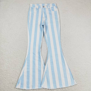 Light blue stripe women denim pants adult jeans