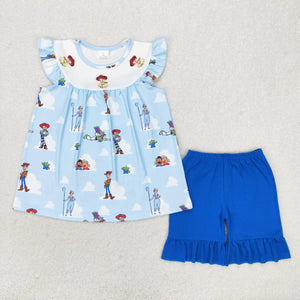 Light blue toy tunic ruffle shorts girls clothes