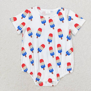 White popsicle baby boys 4th of july romper