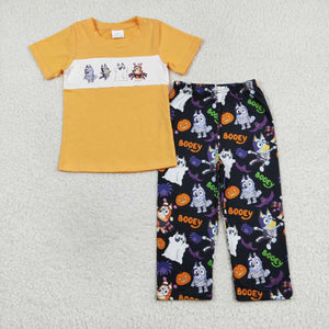 Short sleeves dog spider kids boys Halloween clothes