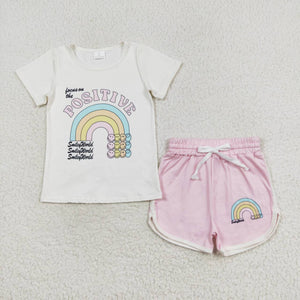 Smile world rainbow positive girls summer outfits
