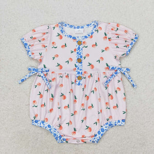 Short sleeves peach baby girls summer romper