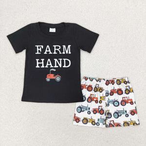 Short sleeves farm tractor kids boys clothes