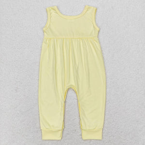 Sleeveless yellow cotton baby kids summer romper