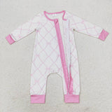 Pink long sleeves bow bamboo baby girls BAMBOO zipper romper