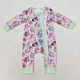 LR0970  Long sleeves cartoon bamboo green sleeper