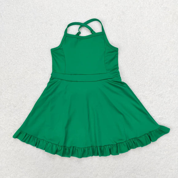 S0444 green sleeveless baby girls summer swimsuit