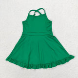 S0444 green sleeveless baby girls summer swimsuit