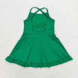 S0444 green sleeveless baby girls summer swimsuit