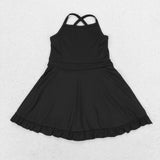 S0446 BLACK sleeveless baby girls summer swimsuit