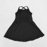 S0446 BLACK sleeveless baby girls summer swimsuit