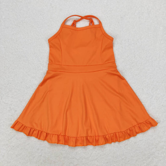 S0442 orange sleeveless baby girls summer swimsuit
