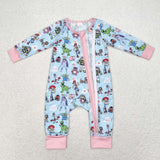 LR0987 Long sleeves cartoon bamboo pink sleeper