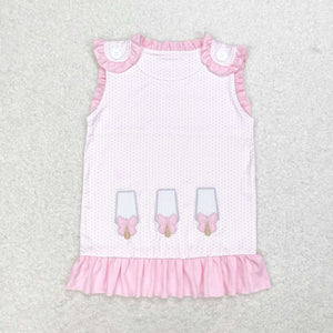 Embroidery Sleeveless polka dots bow popsicle girls summer shirt