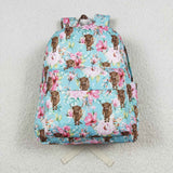 High quality  western highland cow flower print backpack