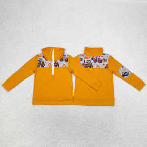 Long sleeves pumpkin constructions kids boys fall pullover