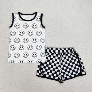 sleeveless checkerboard smile shorts boy clothing