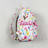 Pink flower ruffle girls backpack