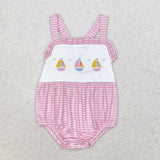 Flutter sleeves boat pink baby girls summer bubble