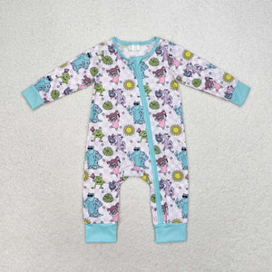 LR0988 Long sleeves cartoon bamboo big eye green sleeper