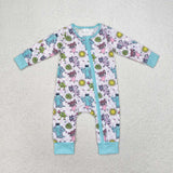 LR0988 Long sleeves cartoon bamboo big eye green sleeper