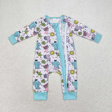 LR0988 Long sleeves cartoon bamboo big eye green sleeper