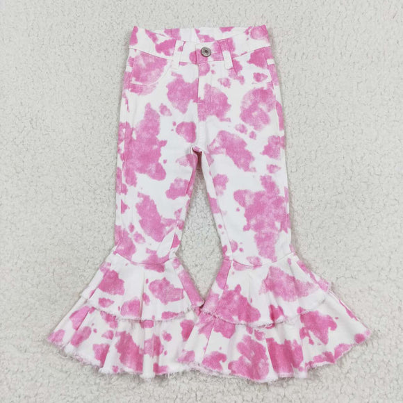 P0406 --western pink white jeans long pants bell bottoms
