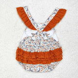 Flutter sleeves embroidery mallard duck camo ruffle baby girl romper