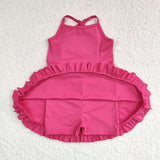 S0440 pink sleeveless baby girls summer swimsuit