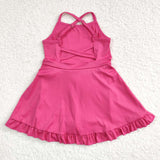 S0440 pink sleeveless baby girls summer swimsuit