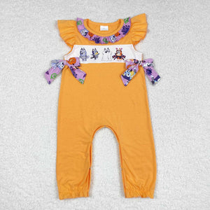 Short sleeves dog baby girl Halloween romper