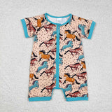 SR0934-- riding horse short sleeve girls romper