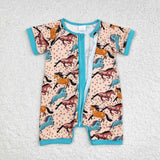 SR0934-- riding horse short sleeve girls romper