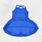 S0445 blue sleeveless baby girls summer swimsuit