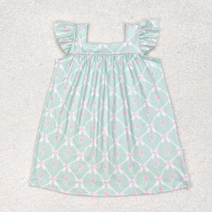 Flutter sleeves mint floral baby girls summer dress