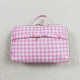 preorder High quality pink plaid print lunch box 12.2*8.3*3.2 inches