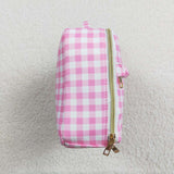 preorder High quality pink plaid print lunch box 12.2*8.3*3.2 inches