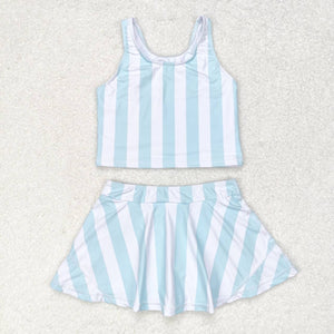 Sleeveless stripe top skirt girls summer clothes