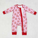 LR1428  long sleeve Christmas CAKE pink zip sleeper