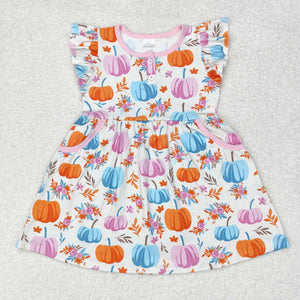 GSD1332  short sleeves pumpkin girls dress