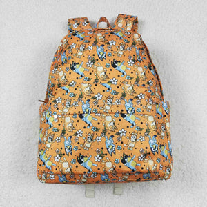 BA0213-cartoon dog floral orange backpack