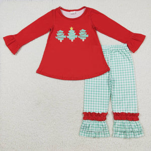 GLP1331  long sleeve Christmas tree red girls outfits