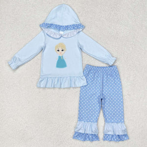 GLP1289 long sleeve princess blue dot girl clothing