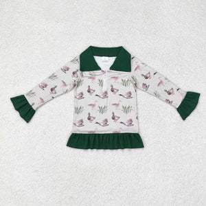 GT0605  Long sleeves mallard green girl pullover