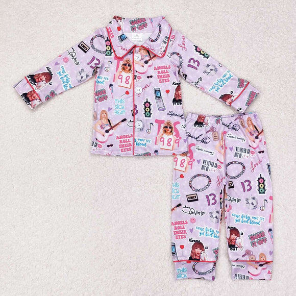 GLP1338 long sleeve TS singer pink girls pajamas