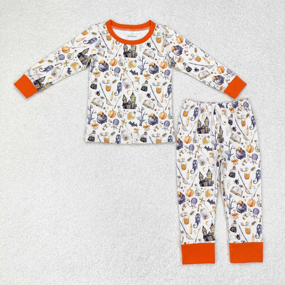 Long sleeves pumpkin ghost bat boys Halloween pajamas