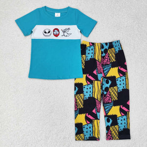 Short sleeves top patchwork pants boys Halloween set