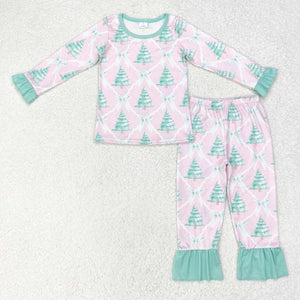 GLP1242  Long sleeves Christmas bamboo tree girl pajamas