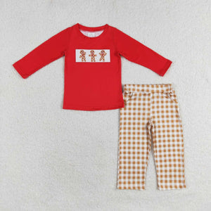 BLP0552  Christmas gingerbread  long sleeve boy outfits