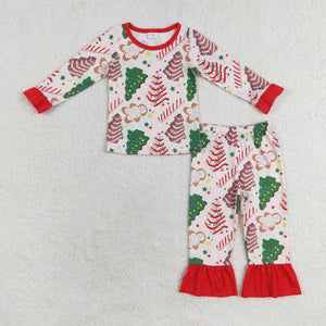 GLP1321  long sleeve Christmas tree cake bamboo girls pajamas